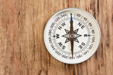 compass on wooden background
