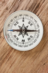 compass on wooden background