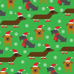 christmas dog pattern on green