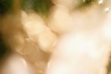 Abstract of Golden Christmas Tree Bokeh Lights