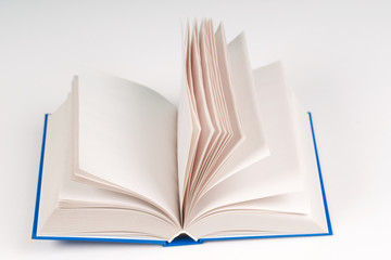 Open book on table. Back to school. Copy space