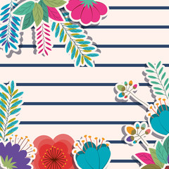 Tropical flowers and leaves icon. Garden nature plant and botany theme. Vector illustration