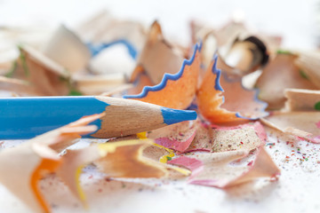 Sharpened pencils and wood shavings