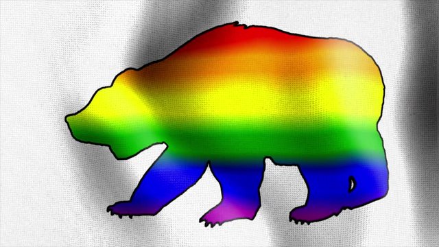 10585 rainbow bear waving flag
