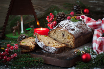 Fototapeta na wymiar Stollen - traditional Christmas cake