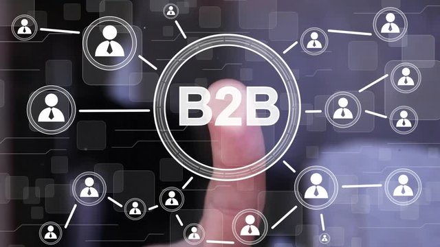 Businessman push button B2B network icon