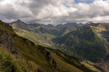 Fototapeta na wymiar Great mountain peaks in autumn landscape. Tatra mountains