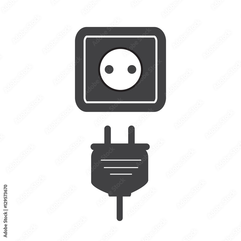 Poster plug socket icon flat. plug socket sign.