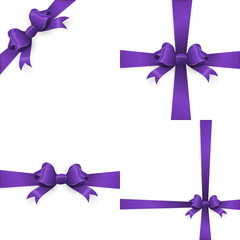 Purple bow and purple ribbon. EPS 10 - 129574224