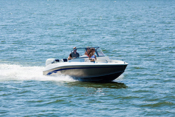  Girls ride on the boat to drift