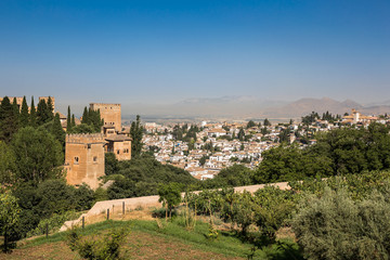 Fototapeta na wymiar General view to Alhambra during day time. Granada, Spain