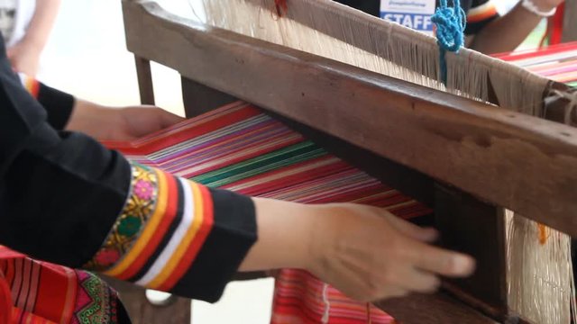 Thai traditional handmade textile weaving