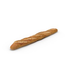 French baguette. Isolated on white. 3D illustration