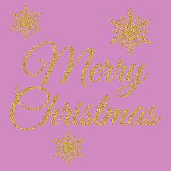 Vector illustration of gold merry Christmas