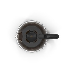 black coffee pot isolated on white. Top view. 3D illustration