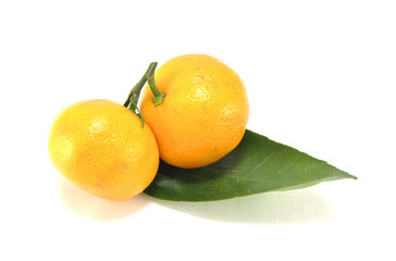 Мандарины на белом фоне крупным планом