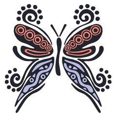 Vector illustration of insect. Butterfly isolated on the white background. Hand drawn decorative vector logo, icon, sign. Graphic vector illustration.