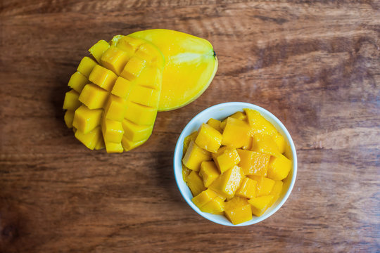 Bowl of healthy fresh mango