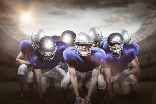 Composite image of american football players 3D