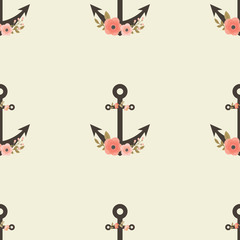Floral anchor seamless background