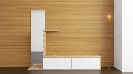 The Modern hallway with furniture. 3D rendering