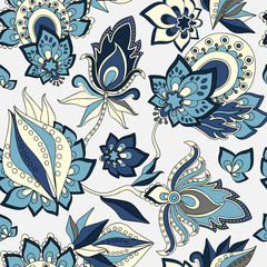 stock vector abstract seamless  doodle pattern with flowers and