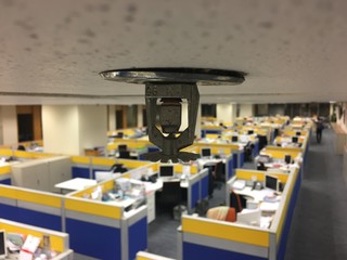 automatic ceiling Fire Sprinkler in the modern office interior , select focus at Springkler