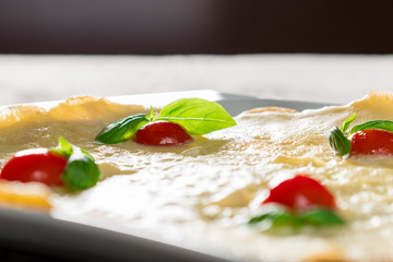 English Omelette with Tomatoes on Table