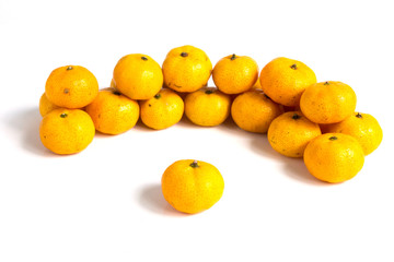 Group of mandarin orange (Citrus reticulata) on white background