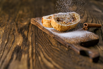 Strudel with apples and nuts.