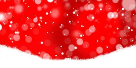 Red Christmas background with snow copy space