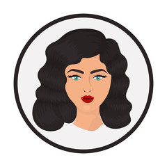 Retro woman icon. Girl vintage beautiful classic and fashion theme. Isolated design. Vector illustration