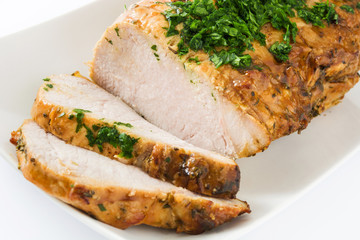 Roasted pork isolated on white background
