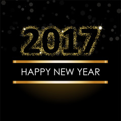 Happy new year 2017 Golden letter with Gold glitter texture