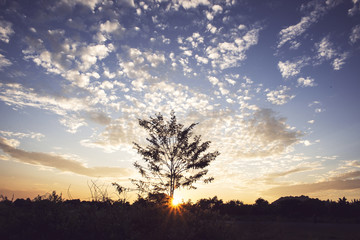 Tranquil scene with sundown