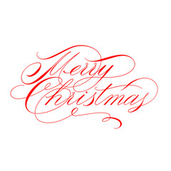 Merry Christmas vector text Calligraphic Lettering design card template.