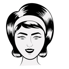 Retro woman icon. Girl vintage beautiful classic and fashion theme. Isolated design. Vector illustration