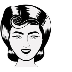 Retro woman icon. Girl vintage beautiful classic and fashion theme. Isolated design. Vector illustration