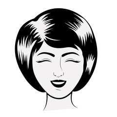 Retro woman icon. Girl vintage beautiful classic and fashion theme. Isolated design. Vector illustration