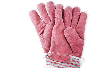 Red working gloves isolated on white background