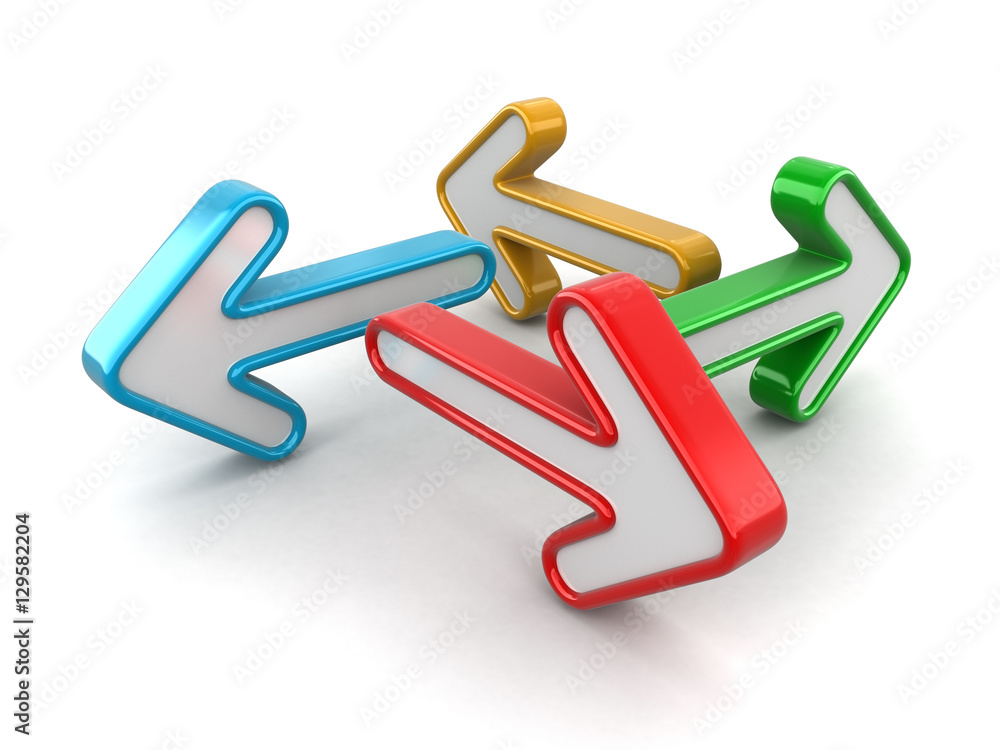 Poster 3d image of arrows in different directions. image with clipping path