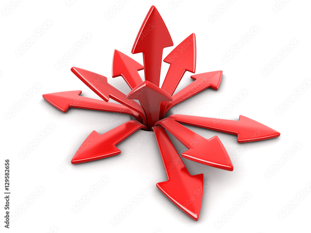 Poster 3d image of arrows in different directions. image with clipping path