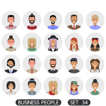 Avatar flat design icons. People icons. Vector illustration. Business people set 34