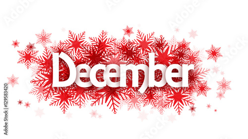  DECEMBER Overlapping Vector Letters Icon With Snowflakes Stock Image 