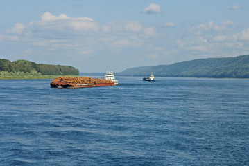 Transport of wood on the siberian Jenisej river
