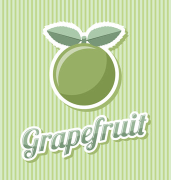 Retro grapefruit with title on striped background