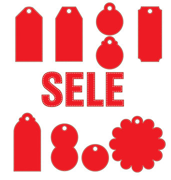 Sale label tegs with sale text.