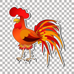 Sticker. Cock. Cartoon rooster. Vector illustration of rooster, symbol of 2017 on the Chinese calendar. 