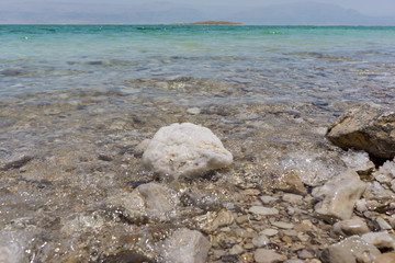 Salt formation on the shore of the Dead Sea in Israel