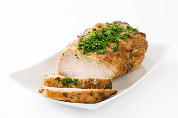 Roasted pork isolated on white background
